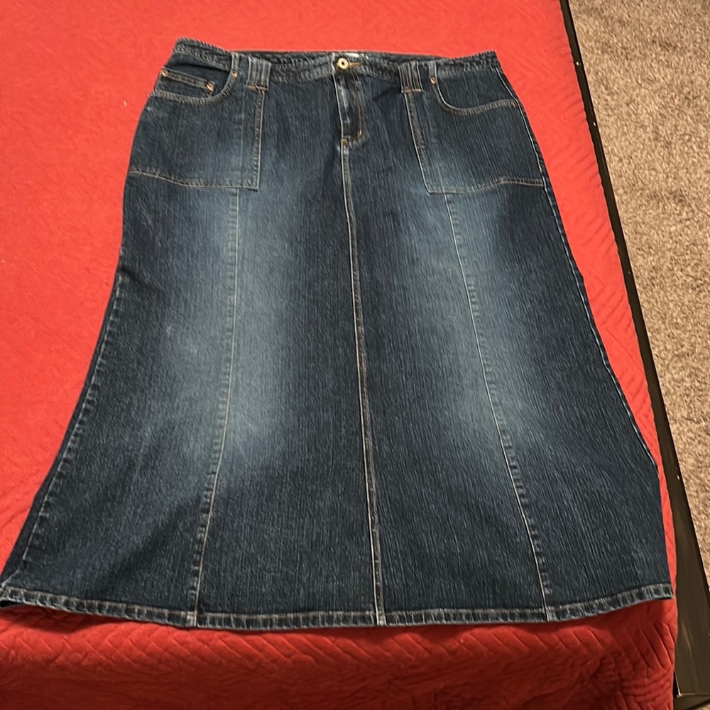 Long blue jean skirt